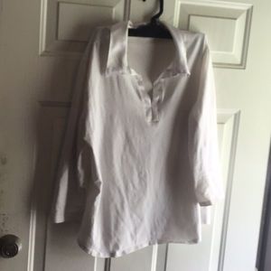 Stretchy blouse with satin trim